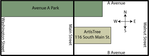 Map to ArtisTree at 116 South Main Street